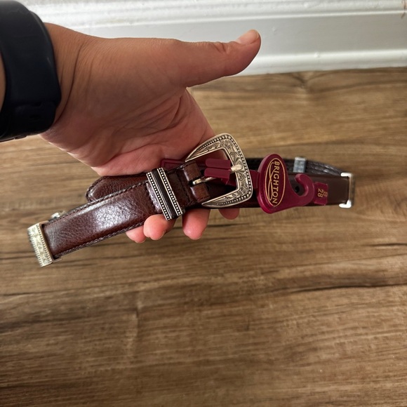 NWT Brighton silver buckle western leather belt size small main image 4